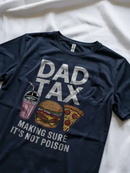 Dad tax t-shirt in navy – dad tax t-shirt, burger and fries t-shirt, funny gift for dads