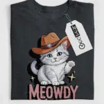 Dark heather korean bobtail meowdy shirt – cute cowboy cat t-shirt