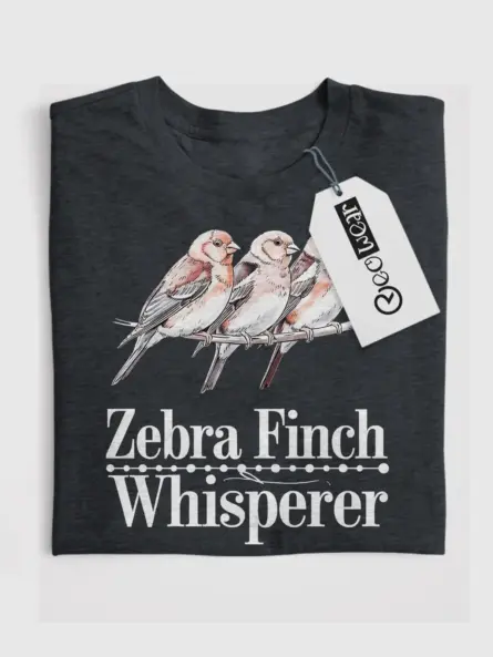 Zebra finch shirt, cute birdwatcher tee, dark heather finch top, pet zebra finch t-shirt