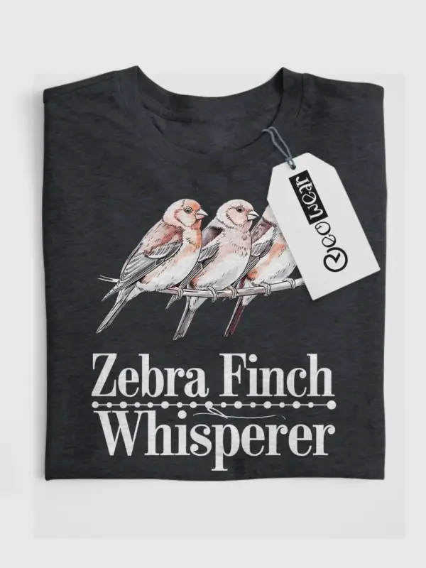 Zebra finch shirt, cute birdwatcher tee, dark heather finch top, pet zebra finch t-shirt