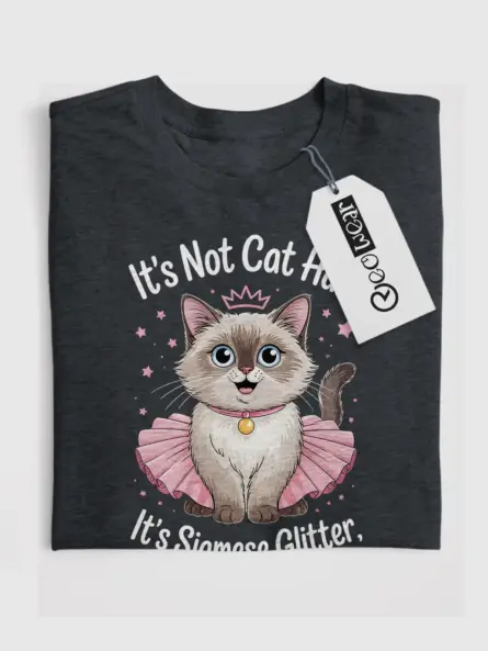 Dark heather siamese glitter shirt – cute cat lover tee