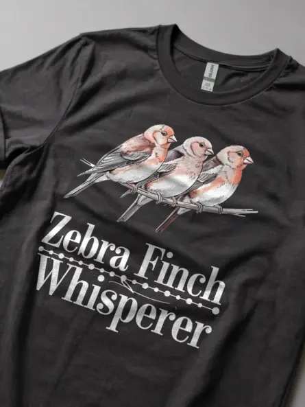 Zebra finch shirt, cute birdwatcher tee, dark heather finch top, pet zebra finch t-shirt