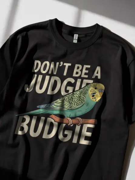 Don't be a judgie budgie shirt in black – lineolated parakeet shirt, funny bird lover gift