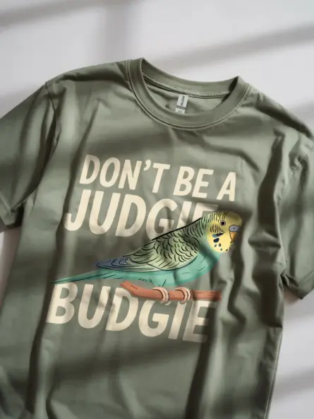 Military green budgie tee – funny green linnie shirt, pet bird tshirt