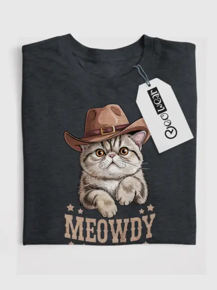 Dark heather exotic shorthair meowdy shirt – western cat mom dad gift tee