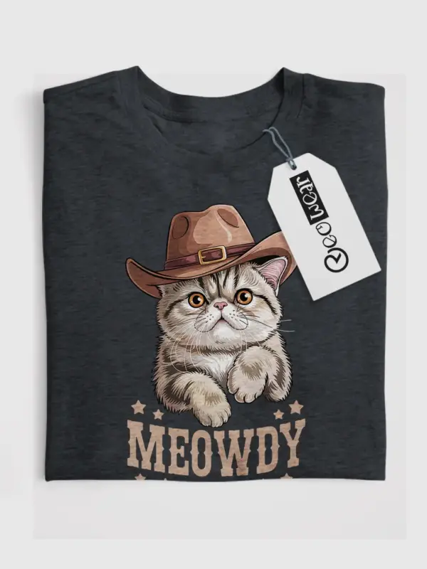 Dark heather exotic shorthair meowdy shirt – western cat mom dad gift tee
