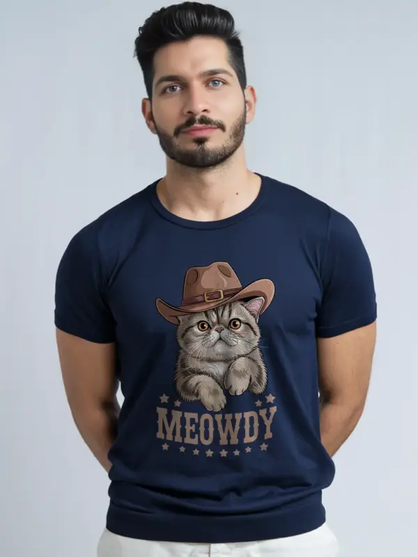 Navy exotic shorthair meowdy shirt – cute howdy cat t-shirt