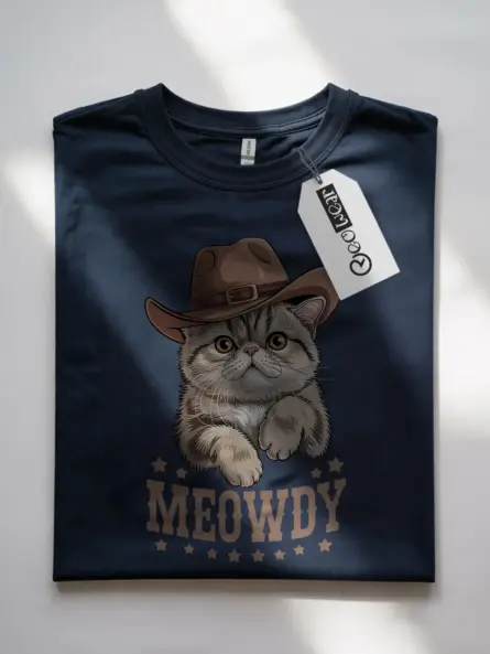 Navy exotic shorthair meowdy shirt – cute howdy cat t-shirt