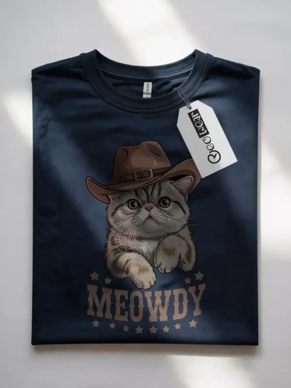 Navy exotic shorthair meowdy shirt – cute howdy cat t-shirt