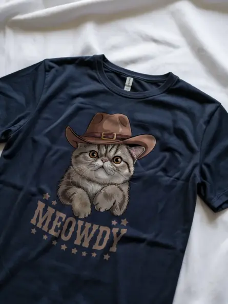 Navy exotic shorthair meowdy shirt – cute howdy cat t-shirt