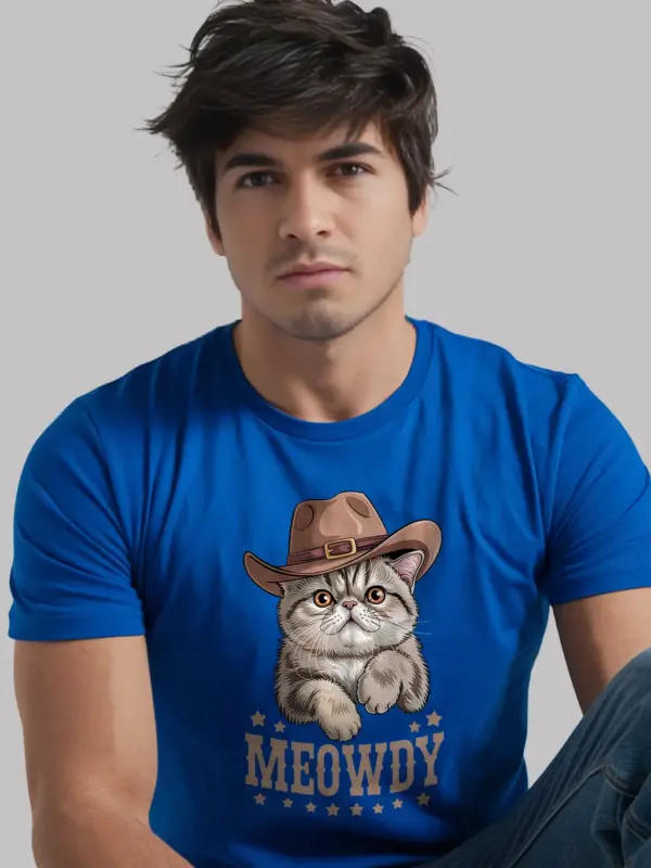 Royal blue exotic shorthair meowdy shirt – pet cat tee for men and women