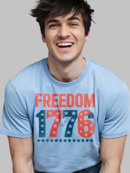 1776 shirt, 4th of july shirt, light blue america shirt, vintage freedom t-shirt, merica shirt