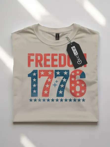 1776 Shirt, Fourth of July T Shirt, natural color patriotic tee, vintage America shirt