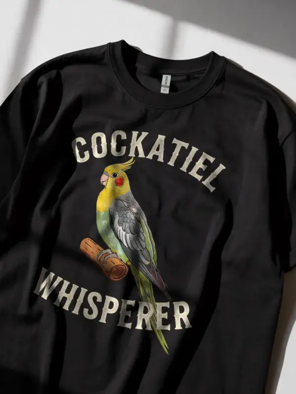 Funny cockatiel shirt, pet graphic tee, black parrot lover top, cockatiel whisperer shirt