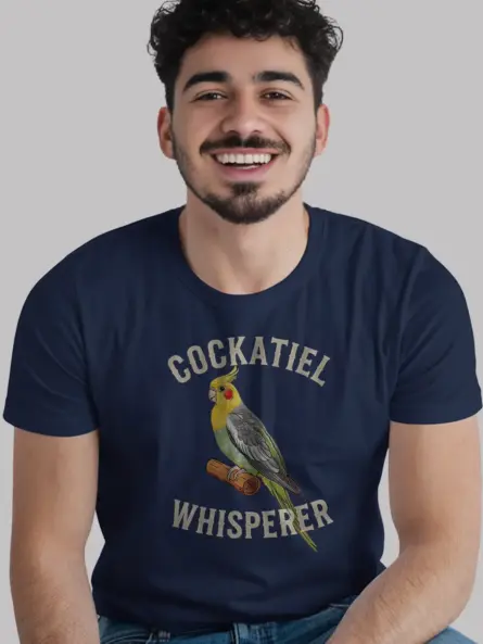 Funny cockatiel shirt, cute bird t-shirt, navy parrot shirt for women, cockatiel tshirt