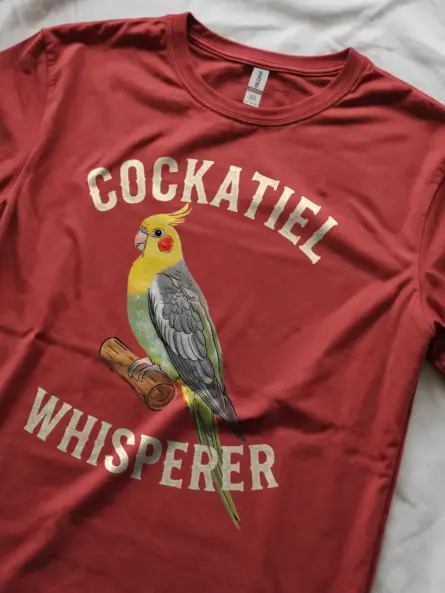 Funny cockatiel shirt, red parrot whisperer clothing, reason morning tee, pet bird shirt