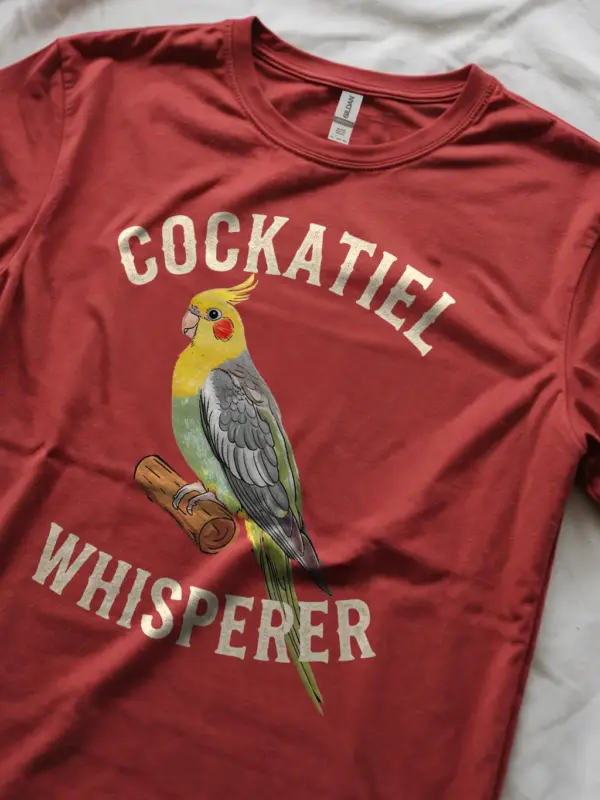 Funny cockatiel shirt, red parrot whisperer clothing, reason morning tee, pet bird shirt