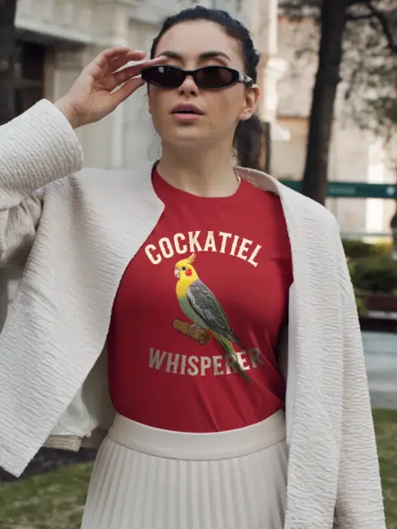 Funny cockatiel shirt, red parrot whisperer clothing, reason morning tee, pet bird shirt