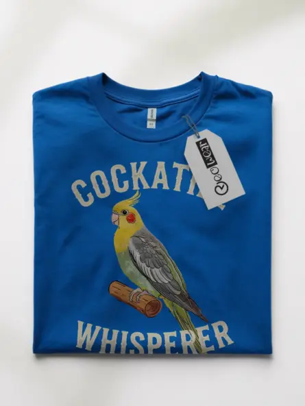 Funny Cockatiel Shirt, royal blue parrot gift shirt, Cockatiel Whisperer tee, bird clothing top