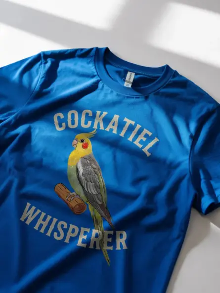 Funny cockatiel shirt, royal blue parrot gift shirt, cockatiel whisperer tee, bird clothing top