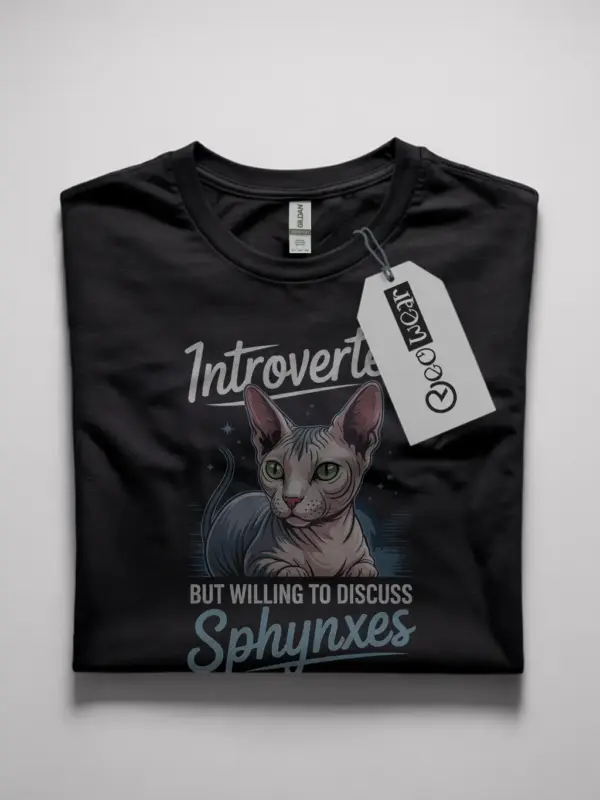 Funny sphynx cat shirt in black – modern introvert tee