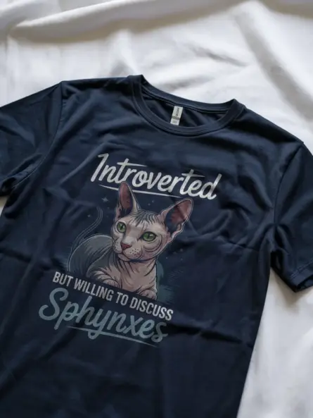 Navy Sphynx Cat Shirt – Unique Cat Lover T-Shirt
