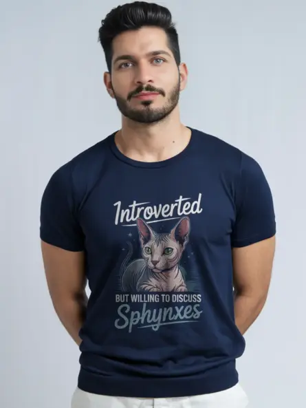 Navy sphynx cat shirt – unique cat lover t-shirt