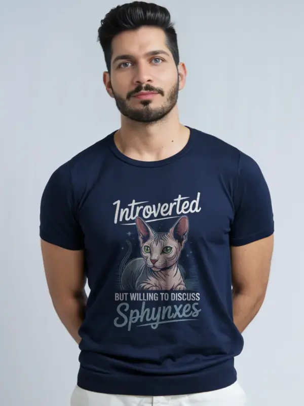 Navy sphynx cat shirt – unique cat lover t-shirt