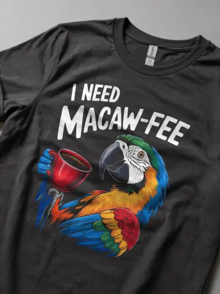 Dark heather macaw-fee shirt – green wing macaw tshirt, cute bird t-shirt