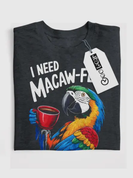Dark heather macaw-fee shirt – green wing macaw tshirt, cute bird t-shirt