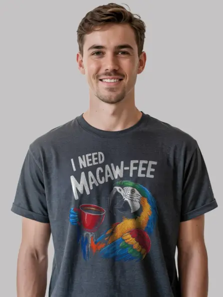 Dark heather macaw-fee shirt – green wing macaw tshirt, cute bird t-shirt