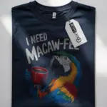 Navy i need macaw-fee t-shirt – pet graphic tee, coffee parrot shirt