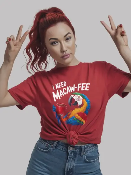 Red macaw-fee shirt – funny bird lover tee, green-winged macaw shirt