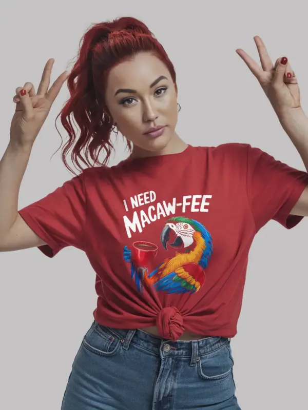 Red macaw-fee shirt – funny bird lover tee, green-winged macaw shirt