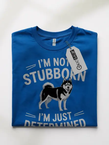 Royal blue husky shirt with bold design