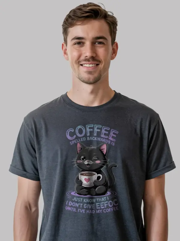 Dark heather coffee cat shirt – eeffoc quote t-shirt