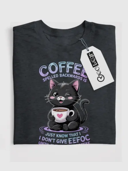 Dark heather coffee cat shirt – eeffoc quote t-shirt
