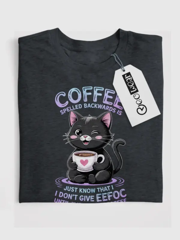 Dark heather coffee cat shirt – eeffoc quote t-shirt