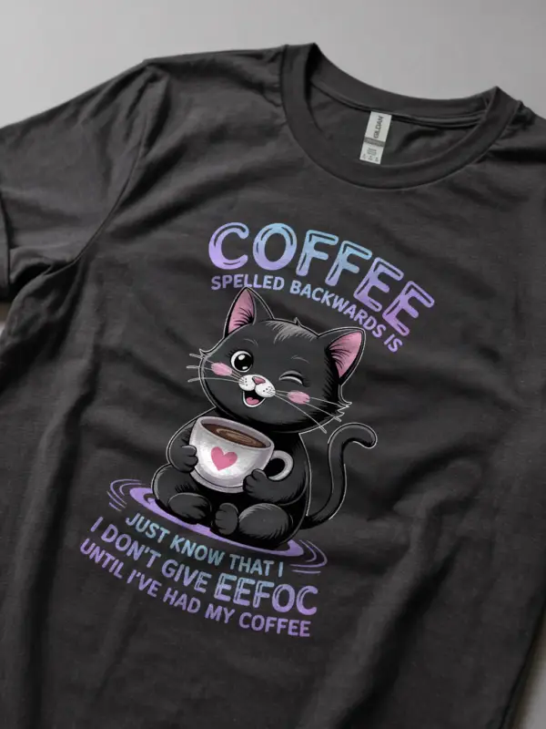 Dark heather coffee cat shirt – eeffoc quote t-shirt