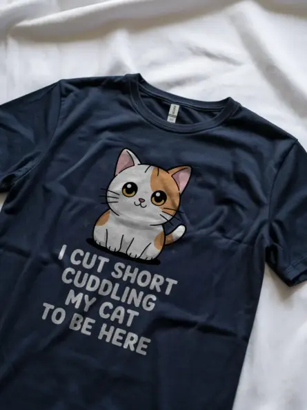 Navy kawaii cat shirt – cute cat mom dad tee