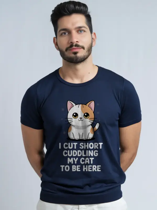 Navy kawaii cat shirt – cute cat mom dad tee