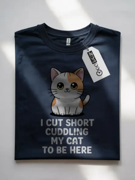 Navy kawaii cat shirt – cute cat mom dad tee