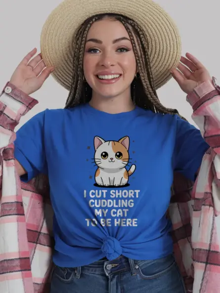 Royal blue kawaii cat shirt – funny cat gift tee