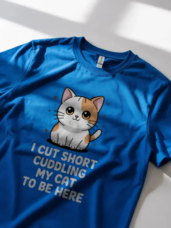 Royal blue kawaii cat shirt – funny cat gift tee
