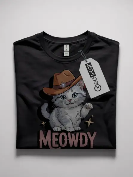 Korean bobtail meowdy shirt in black – cowboy cat lover tee
