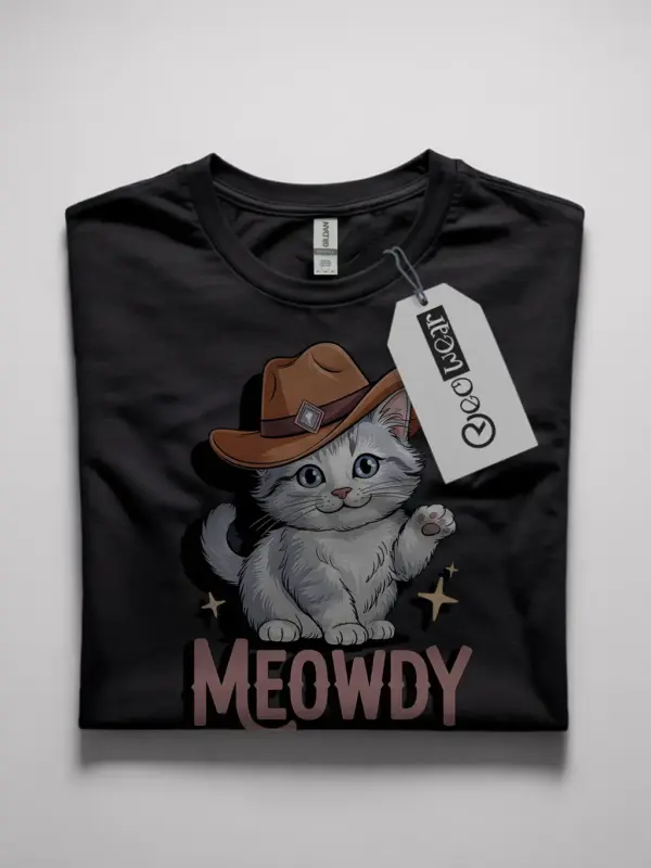 Korean bobtail meowdy shirt in black – cowboy cat lover tee