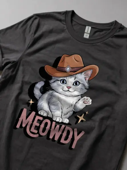 Dark heather korean bobtail meowdy shirt – cute cowboy cat t-shirt
