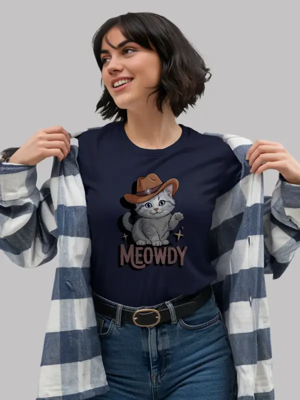 Navy korean bobtail meowdy shirt – pet cat mom dad tee