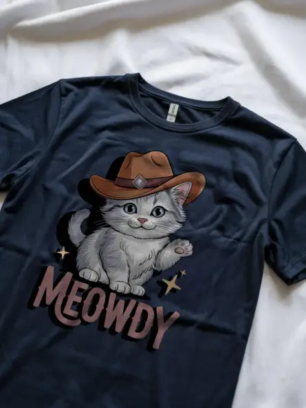Navy korean bobtail meowdy shirt – pet cat mom dad tee