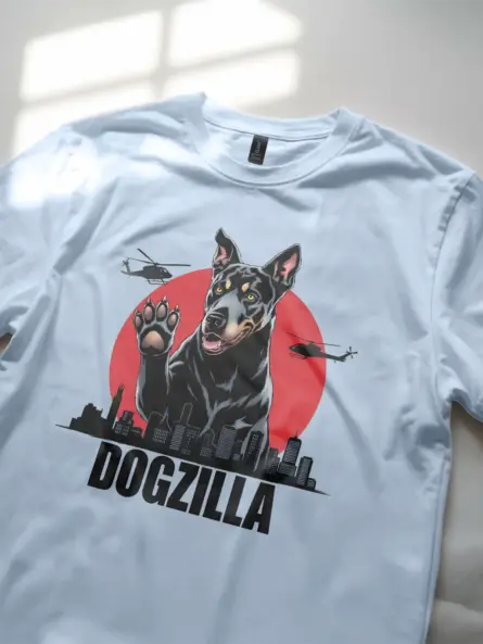 Dogzilla Shirt on Light Blue – Dog Lover Gift Tee